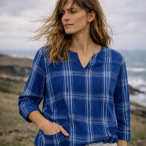Seasalt Cornwall blue plaid top